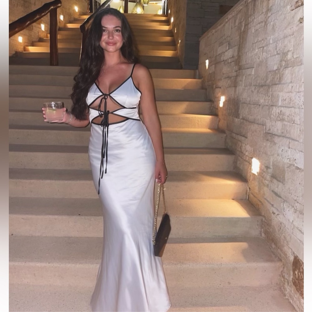 Commense White Maxi Dress with Black Accents